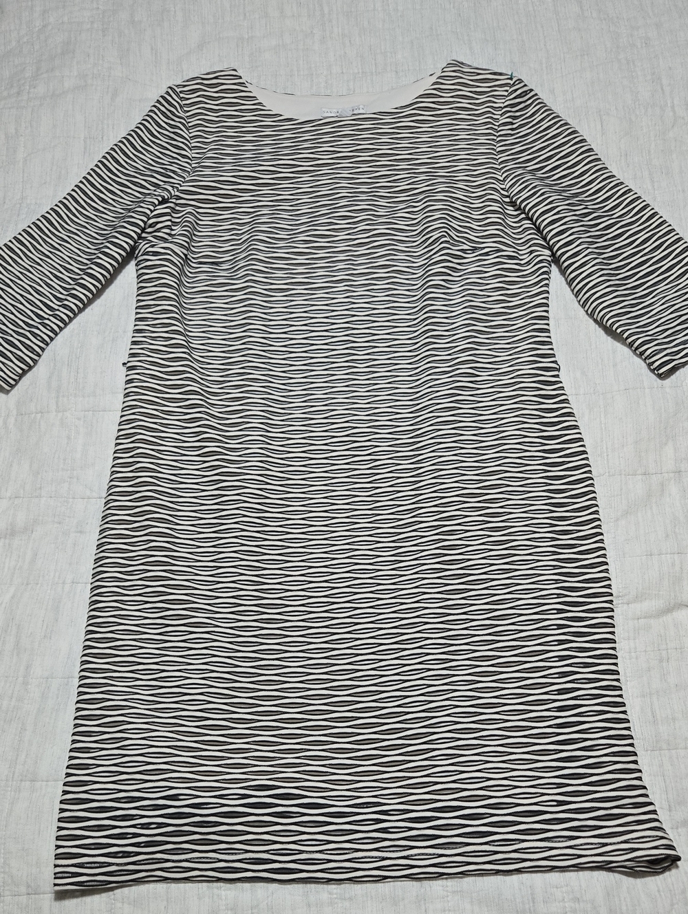 Classic Black & White Striped Sheath Dress